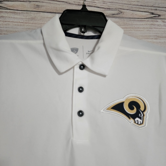 Nike NFL Equipments Rams Polo Shirt White Stay Cool Football NEW Mens S - Picture 2 of 8
